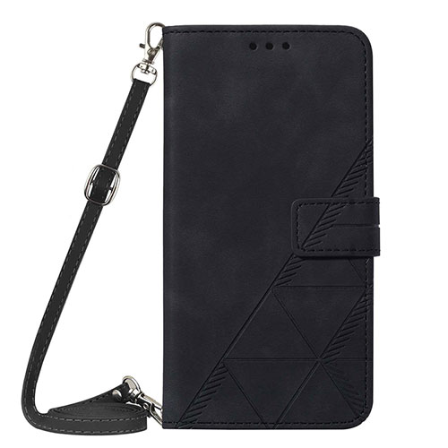 Leather Case Stands Flip Cover Holder YB3 for Motorola Moto G53j 5G Black