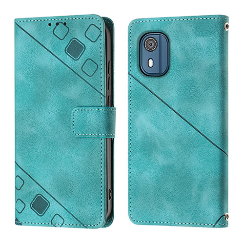 Leather Case Stands Flip Cover Holder YB3 for Nokia C02 Green