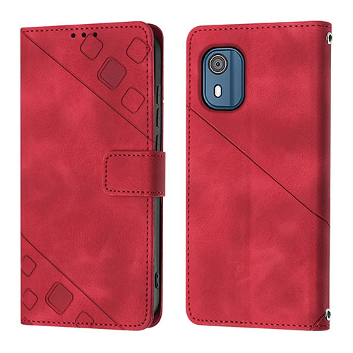 Leather Case Stands Flip Cover Holder YB3 for Nokia C02 Red