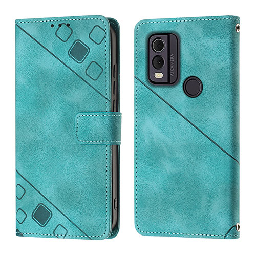 Leather Case Stands Flip Cover Holder YB3 for Nokia C22 Green