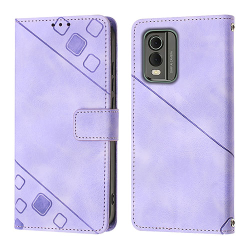 Leather Case Stands Flip Cover Holder YB3 for Nokia C32 Purple