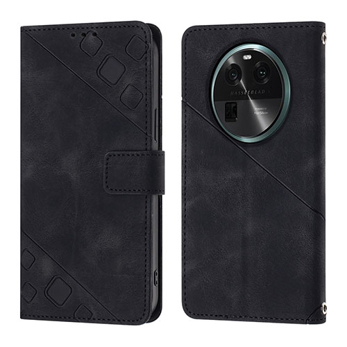 Leather Case Stands Flip Cover Holder YB3 for Oppo Find X6 5G Black