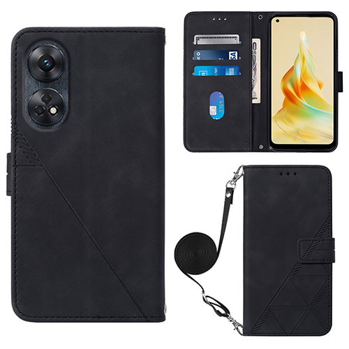 Leather Case Stands Flip Cover Holder YB3 for Oppo Reno8 T 4G Black
