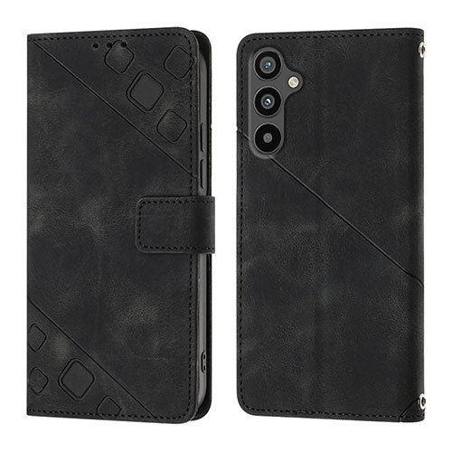 Leather Case Stands Flip Cover Holder YB3 for Samsung Galaxy A34 5G Black