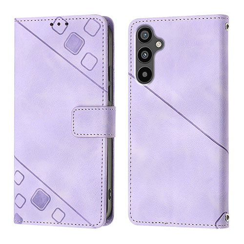 Leather Case Stands Flip Cover Holder YB3 for Samsung Galaxy A34 5G Purple