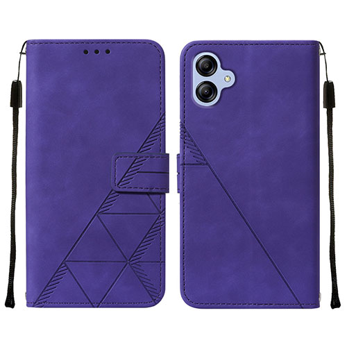 Leather Case Stands Flip Cover Holder YB3 for Samsung Galaxy M04 Purple