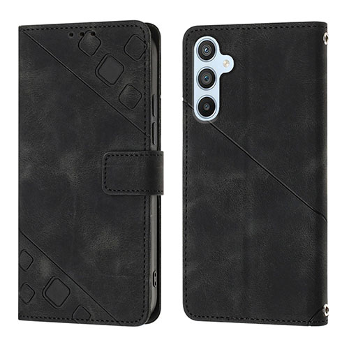 Leather Case Stands Flip Cover Holder YB3 for Samsung Galaxy Quantum4 5G Black