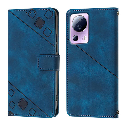 Leather Case Stands Flip Cover Holder YB3 for Xiaomi Mi 12 Lite NE 5G Blue