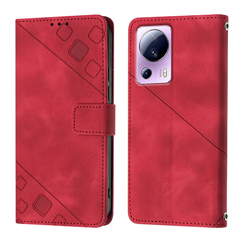 Leather Case Stands Flip Cover Holder YB3 for Xiaomi Mi 12 Lite NE 5G Red