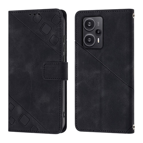 Leather Case Stands Flip Cover Holder YB3 for Xiaomi Poco F5 5G Black