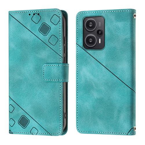 Leather Case Stands Flip Cover Holder YB3 for Xiaomi Poco F5 5G Green