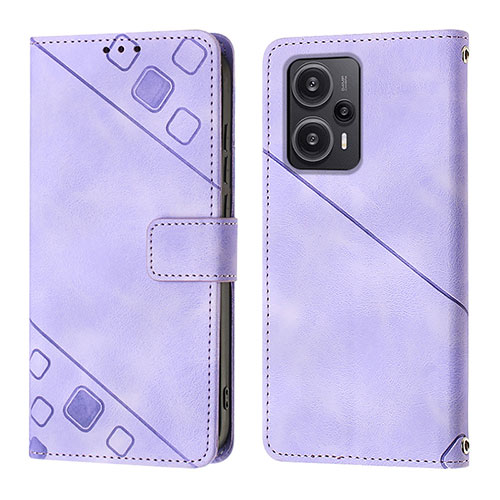 Leather Case Stands Flip Cover Holder YB3 for Xiaomi Poco F5 5G Purple