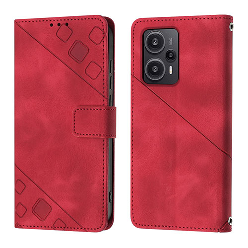 Leather Case Stands Flip Cover Holder YB3 for Xiaomi Poco F5 5G Red