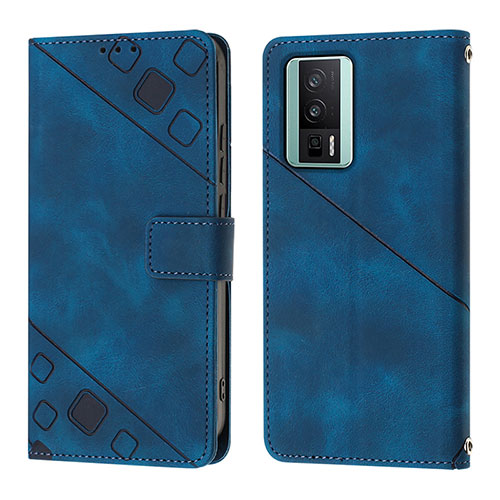 Leather Case Stands Flip Cover Holder YB3 for Xiaomi Poco F5 Pro 5G Blue