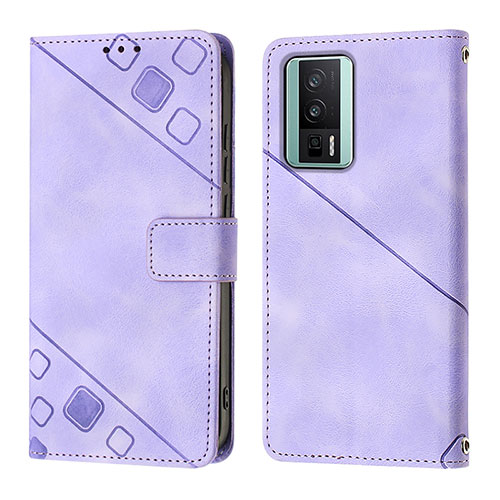 Leather Case Stands Flip Cover Holder YB3 for Xiaomi Poco F5 Pro 5G Purple