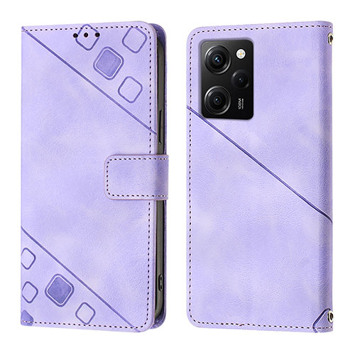 Leather Case Stands Flip Cover Holder YB3 for Xiaomi Poco X5 Pro 5G Purple