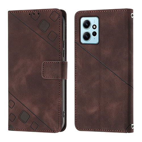 Leather Case Stands Flip Cover Holder YB3 for Xiaomi Redmi Note 12 4G Brown