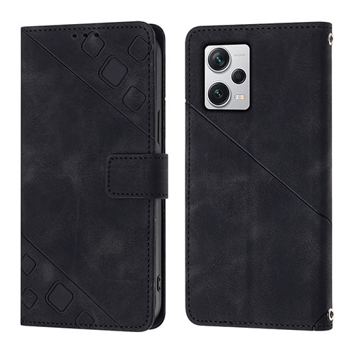 Leather Case Stands Flip Cover Holder YB3 for Xiaomi Redmi Note 12 Pro+ Plus 5G Black