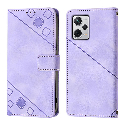 Leather Case Stands Flip Cover Holder YB3 for Xiaomi Redmi Note 12 Pro+ Plus 5G Purple