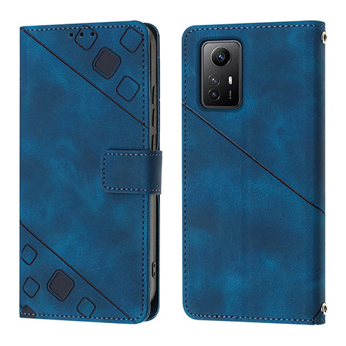 Leather Case Stands Flip Cover Holder YB3 for Xiaomi Redmi Note 12S Blue