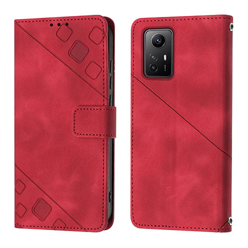 Leather Case Stands Flip Cover Holder YB3 for Xiaomi Redmi Note 12S Red