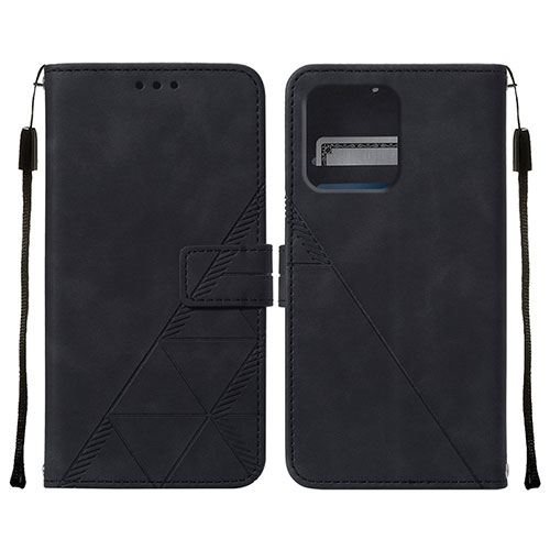 Leather Case Stands Flip Cover Holder YB4 for Motorola Moto Edge 40 Pro 5G Black