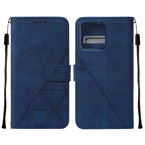 Leather Case Stands Flip Cover Holder YB4 for Motorola Moto Edge 40 Pro 5G Blue