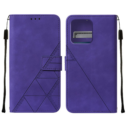 Leather Case Stands Flip Cover Holder YB4 for Motorola Moto Edge 40 Pro 5G Purple