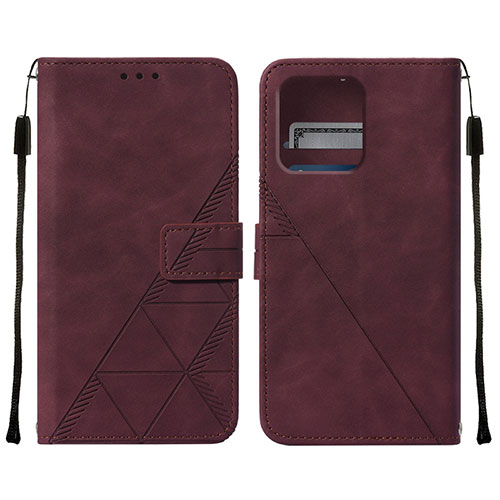 Leather Case Stands Flip Cover Holder YB4 for Motorola Moto Edge 40 Pro 5G Red