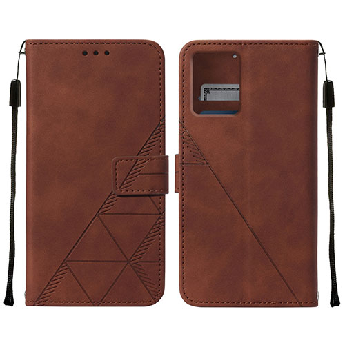 Leather Case Stands Flip Cover Holder YB4 for Motorola Moto G 5G (2023) Brown