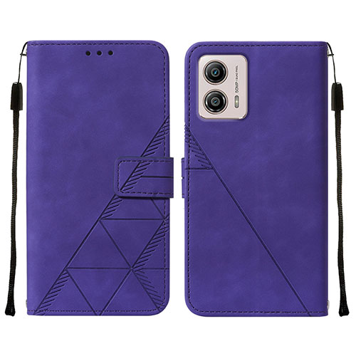 Leather Case Stands Flip Cover Holder YB4 for Motorola Moto G53 5G Purple