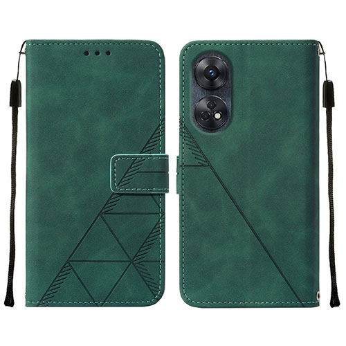 Leather Case Stands Flip Cover Holder YB4 for Oppo Reno8 T 4G Green