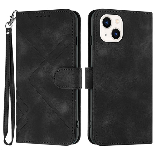 Leather Case Stands Flip Cover Holder YX1 for Apple iPhone 14 Black