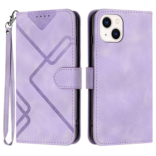 Leather Case Stands Flip Cover Holder YX1 for Apple iPhone 15 Clove Purple