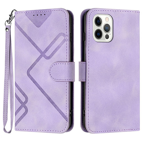 Leather Case Stands Flip Cover Holder YX1 for Apple iPhone 16 Pro Clove Purple