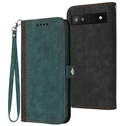 Leather Case Stands Flip Cover Holder YX1 for Google Pixel 6a 5G Green