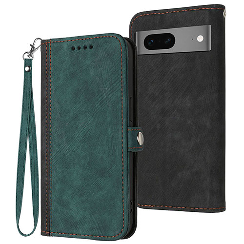 Leather Case Stands Flip Cover Holder YX1 for Google Pixel 7 5G Green