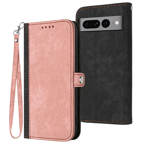 Leather Case Stands Flip Cover Holder YX1 for Google Pixel 7 Pro 5G Rose Gold