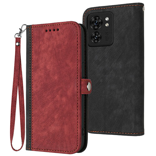 Leather Case Stands Flip Cover Holder YX1 for Motorola Moto Edge 40 5G Red