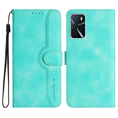 Leather Case Stands Flip Cover Holder YX1 for Oppo A16s Green