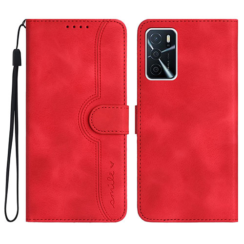 Leather Case Stands Flip Cover Holder YX1 for Oppo A16s Red