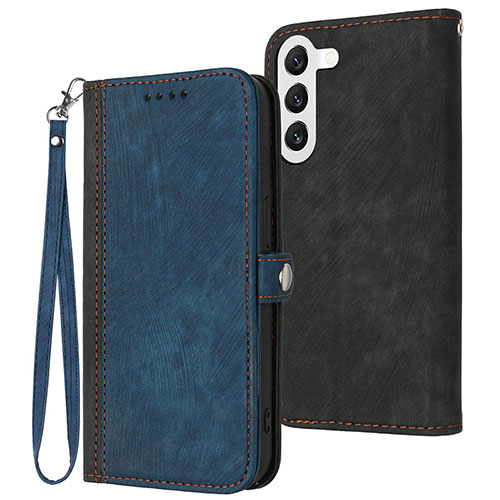 Leather Case Stands Flip Cover Holder YX1 for Samsung Galaxy S22 Plus 5G Blue