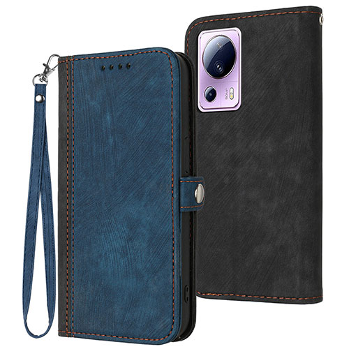 Leather Case Stands Flip Cover Holder YX1 for Xiaomi Mi 13 Lite 5G Blue