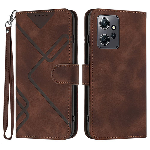 Leather Case Stands Flip Cover Holder YX1 for Xiaomi Redmi Note 12 4G Brown