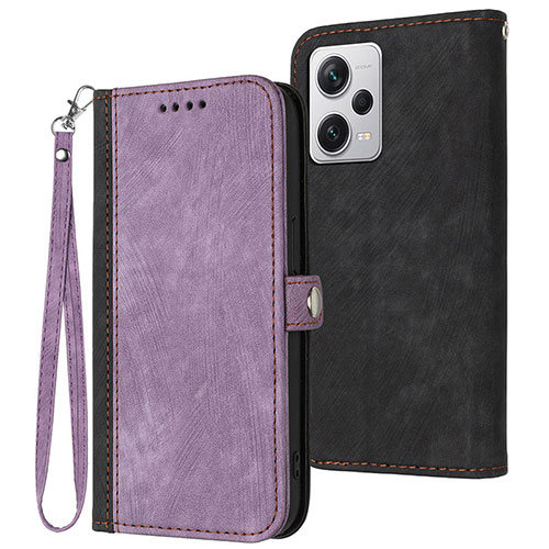 Leather Case Stands Flip Cover Holder YX1 for Xiaomi Redmi Note 12 Pro+ Plus 5G Purple