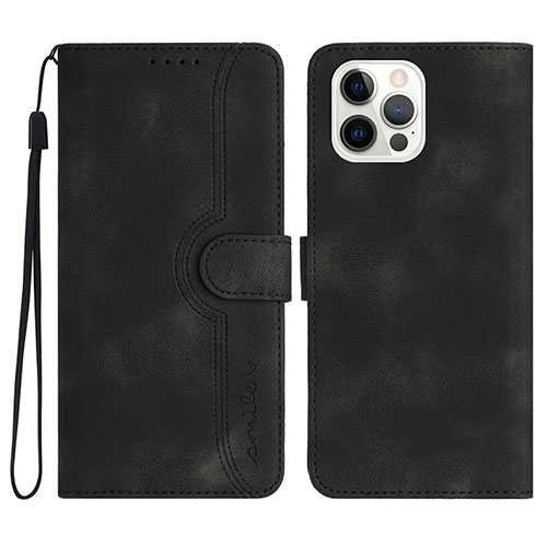 Leather Case Stands Flip Cover Holder YX2 for Apple iPhone 13 Pro Black