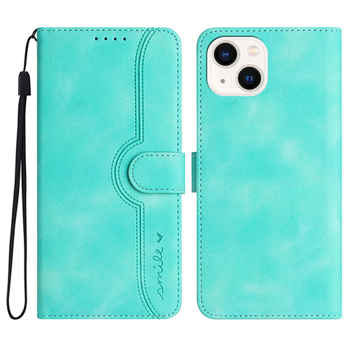 Leather Case Stands Flip Cover Holder YX2 for Apple iPhone 14 Plus Green