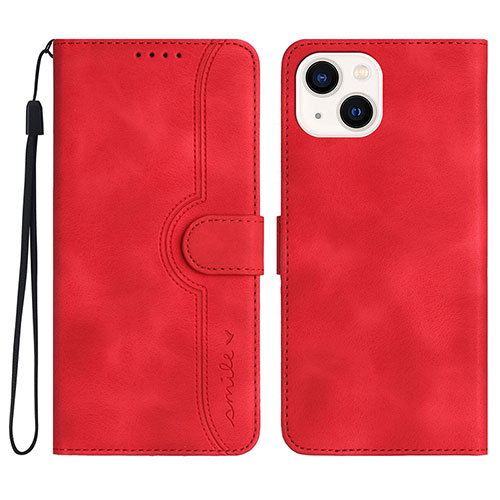 Leather Case Stands Flip Cover Holder YX2 for Apple iPhone 14 Plus Red Wine