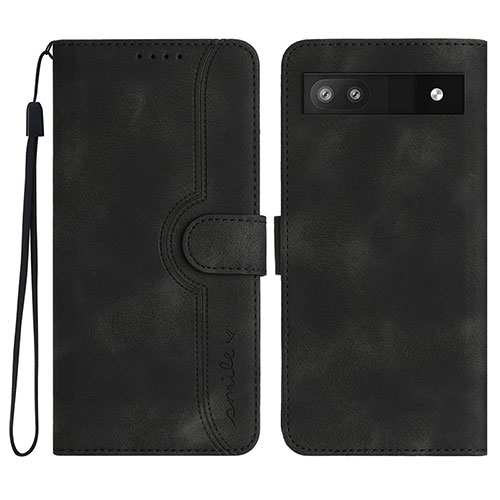 Leather Case Stands Flip Cover Holder YX2 for Google Pixel 6a 5G Black