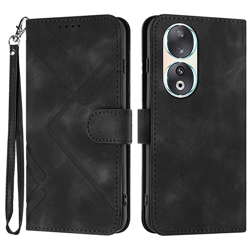 Leather Case Stands Flip Cover Holder YX2 for Huawei Honor 90 5G Black